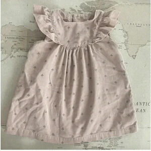 ZARA 6-9Mo Pink Floral Corduroy Dress
